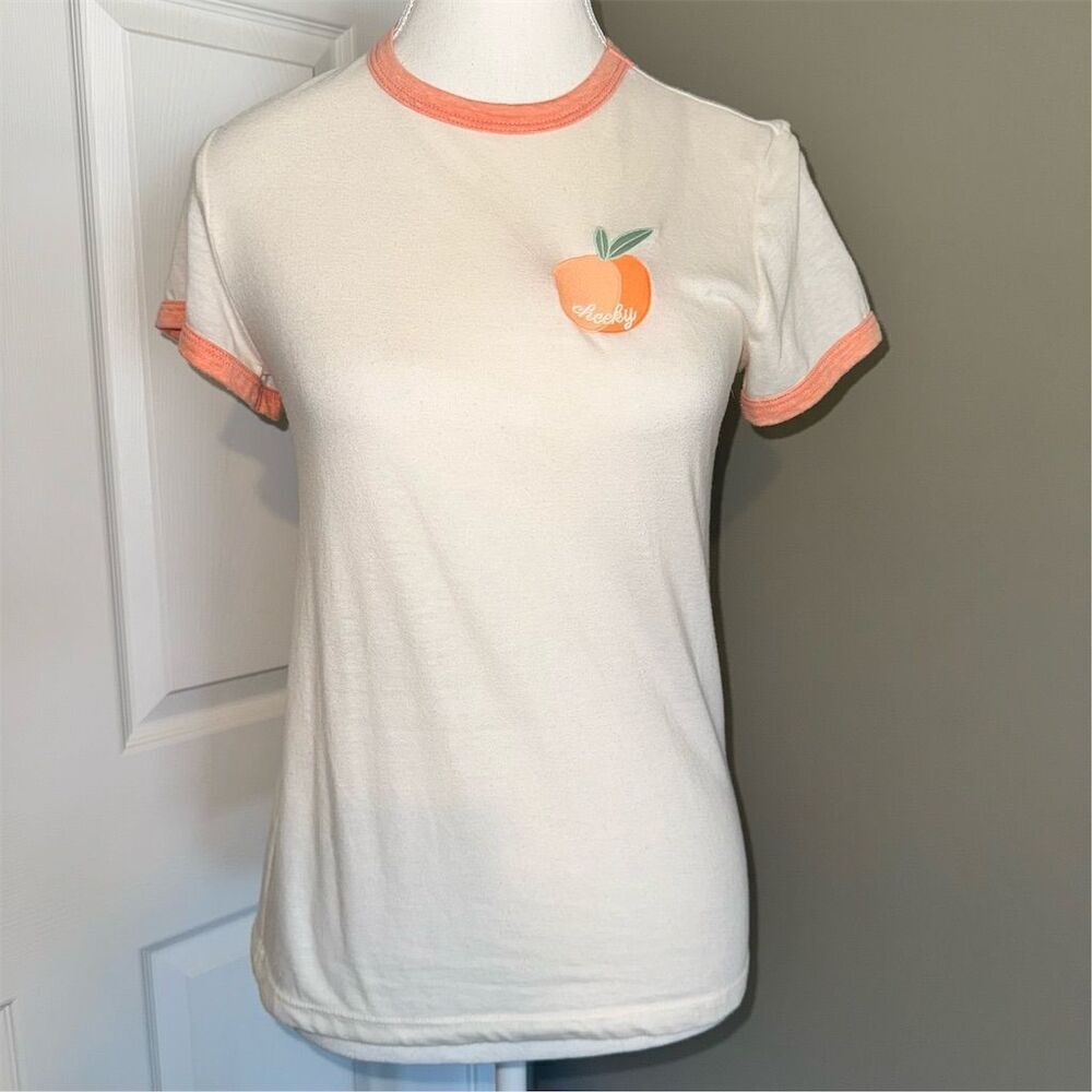 Marine Layer Women's XS Short Sleeve Peach Cheeky Soft Graphic T-Shirt Casual